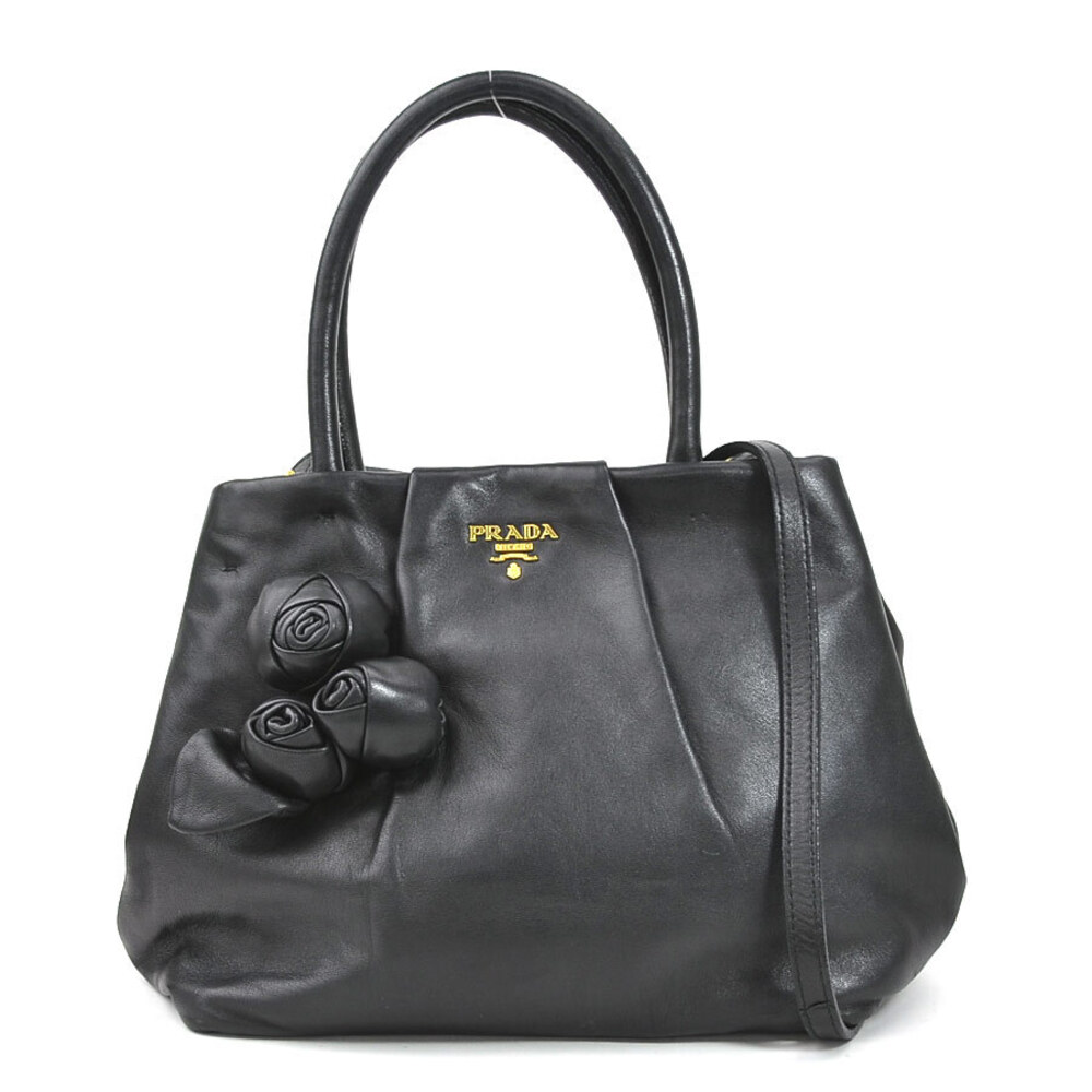 Prada handle leather bag black Nappa Rose - Picture 2 of 4